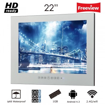Souria 22 inch Magic Mirror LED TV with WiFi HD 1080i Android 4.2.2 Smart Bathroom Frameless Monitor Indoor Advertising
