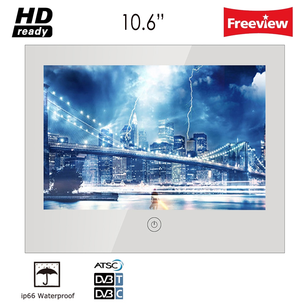 Souria 10.6 inch Mirror Glass USB TV Bathroom IP66 Waterproof LED Television Luxury Small Screen Hotel TV