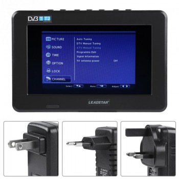 LEADSTAR Potable 7 inch  HD 1080P TFT TV LED Screen Mini TV  Digital Car TV DVB-T DVB-T2 ATSC ISDB Television Support USB Analog