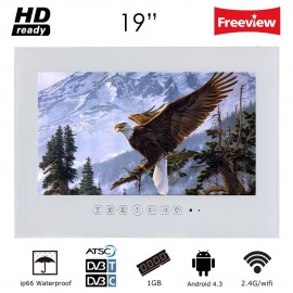 Souria 19 inch Smart Android Bathroom IP66 Waterproof Television Frameless LED Monitor Hotel Used LED TV Black/White Color