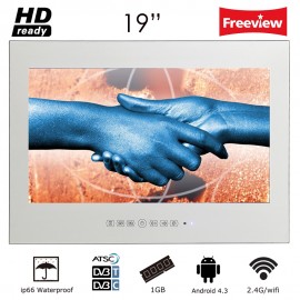 Souria 19 Magic Smart Android Mirror IP66 Bathroom TV USB LED Waterproof TV with TV Mounts Hotel Sauna Room
