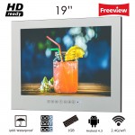 Souria 19 inch WiFi HD Smart Waterproof Android Internet LED TV Bathroom High-End Mirror TV Frameless Wall Mount
