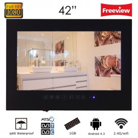 Souria 42 inch Android 4.2 Smart WiFi 1080HD Full HD Frameless Shower Television Internet Bathroom TV (Black/White)