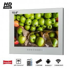 Souria 15.6 inch Android 5.1.1 Bathroom LED TV IP66 Waterproof Hotel Vanishing WIFI HD (Magic Mirror /Black /White)