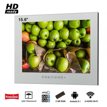 Souria 15.6 inch Android 5.1.1 Bathroom LED TV IP66 Waterproof Hotel Vanishing WIFI HD (Magic Mirror /Black /White)