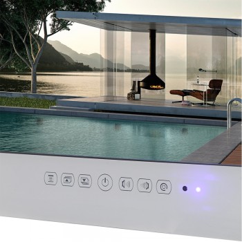 Souria 21.5inch Android Wi-Fi Black Glass Panel Waterproof Bathroom LED TV Frameless Bathroom LED Full HD 1080 Inernet TV
