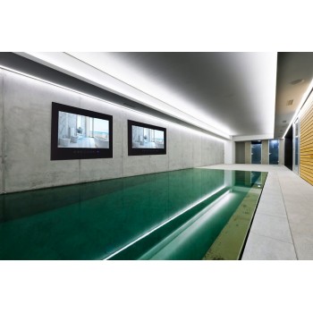 Souria 55 inch Waterproof Sauna Room LED TV Smart IP66 Wall Mounted Bathroom BIG Screen Display (Magic Mirror/ Black Color)