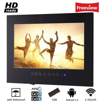 Souria 55 inch Waterproof Sauna Room LED TV Smart IP66 Wall Mounted Bathroom BIG Screen Display (Magic Mirror/ Black Color)