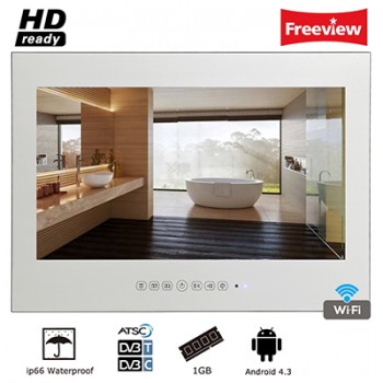 Souria 55 inch Waterproof Sauna Room LED TV Smart IP66 Wall Mounted Bathroom BIG Screen Display (Magic Mirror/ Black Color)