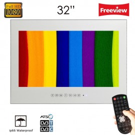 Souria 32 Magic Mirror Touch Button Flat Glass Home Used HD LED Shower Wall Mount Screen LCD Waterproof TV