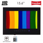 Souria 15.6 Bathroom Waterproof Hotel DVB-T T2 Mediabox Luxury Hotel LCD TV LED Wall Mounts Interior TV(Black/White)