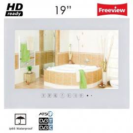 Souria 19 inch IP66 Waterproof Bathroom LED TV Waterproof Wall Mounted Flat Screen TV Black/White Shower TV