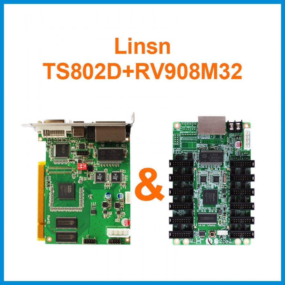linsn control system led screen panel video sending card ts802d with one piece rv908m32 receiving card free shipping