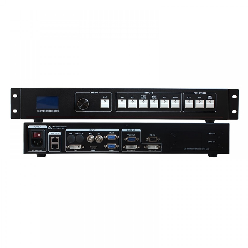 free shipping LED video processor scaler DVI VGA HDMI LED video wall controller support Nova and Linsn