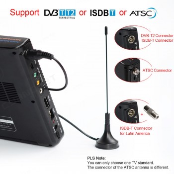 LEADSTAR 10 inch HD Portable TV DVB-T2 ATSC ISDB-T tdt Digital and Analog mini small Car Television Support USB SD Card MP4 AC3