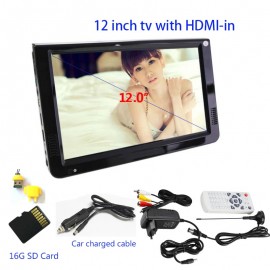 LEADSTAR Portable High Resolution 12 Inch DVB-T-T2 Digital Analog Television TV Set Support USB TF Card PVR