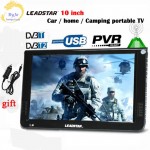 LEADSTAR D10 10inch LED TV digital player DVB T T2 AC3 Analog all in one Portable TV Support USB TF TV programs Car charger gift