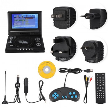 7.8inch Portable TV DVD Player Swivel Screen Rechargeable Digital TV Car Charger Gamepad Mini Car Television