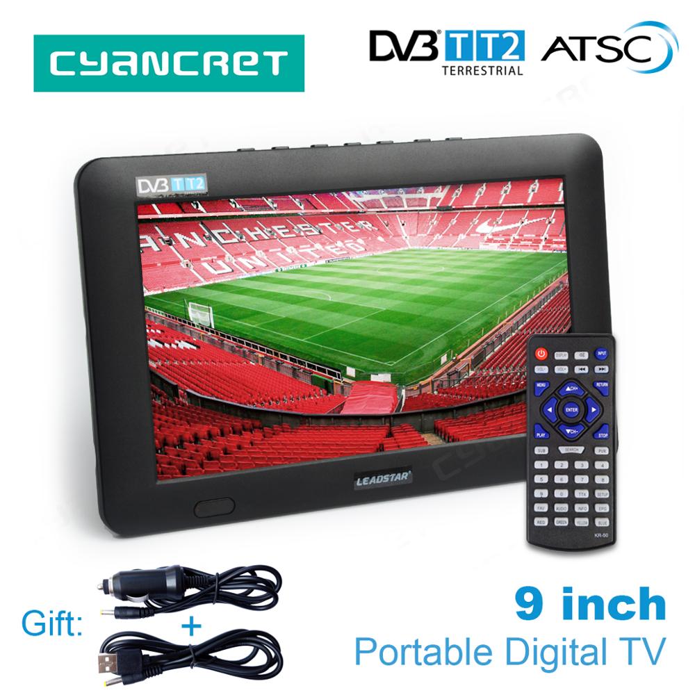 LEADSTAR 9 inch Portable TV DVB-T2 ATSC tdt Digital and Analog mini small Car Television Support USB TF Card PVR MP4 AC3