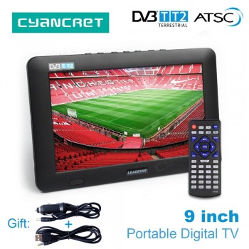 LEADSTAR 9 inch Portable TV DVB-T2 ATSC tdt Digital and Analog mini small Car Television Support USB TF Card PVR MP4 AC3