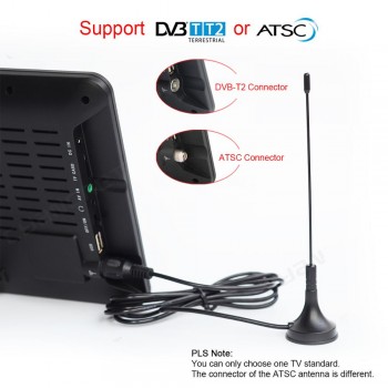LEADSTAR 9 inch Portable TV DVB-T2 ATSC tdt Digital and Analog mini small Car Television Support USB TF Card PVR MP4 AC3