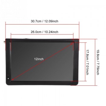 LEADSTAR 12 Digital Television ATSC DBT-T2 T ISDB-T Portable TV Player 1080P HD HDMI Video Player With Bracket 12V Car Charger