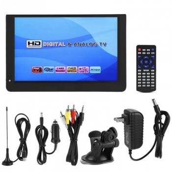 12 Color Screen Portable Television 1080P Car Digital TV ATV/UHF/VHF Stereo Surrounding Car Television Support HDMI VGA Hot