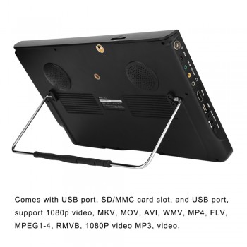 11.6 Inch Portable Digital Analog Television DVB-T/T2 1280*800 Resolution HD PAL 1080P LED TV for Home Car Airplane EU Plug