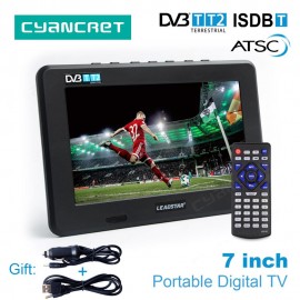 LEADSTAR 7 inch Portable TV DVB-T2 ATSC ISDB-T tdt Digital and Analog mini small Car TV Television Support USB TF Card MP4 AC3