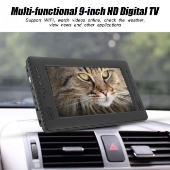 9 Portable DVB-T/T2 Digital TV 1024*600 Resolution Car Television HD Player with WiFi Antenna 16:9 Ratio EU Plug 110-240V Hot