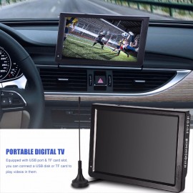 12 inch Dual Speak Portable TV 110V-240V ATSC 16:9 Digital Car TV 1080P HD Video Player Built-in 1500Mah Batteries Free Shipping