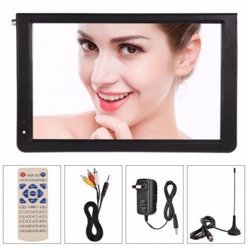 12 inch Dual Speak Portable TV 110V-240V ATSC 16:9 Digital Car TV 1080P HD Video Player Built-in 1500Mah Batteries Free Shipping