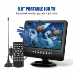 9.5inch Portable LCD TV Analog Car Analog Mobile TV Television Remote Control 110-240V Outdoor Analog TV US Plug