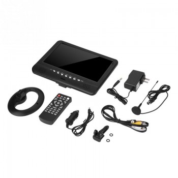 9.5inch Portable LCD TV Analog Car Analog Mobile TV Television Remote Control 110-240V Outdoor Analog TV US Plug