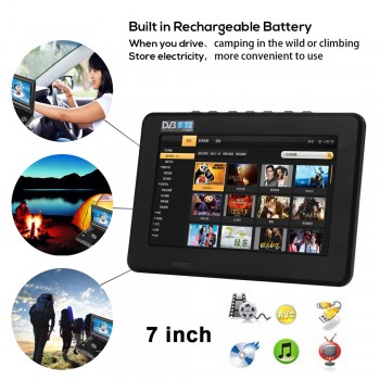 Cewaal 7 inch 16:9 color TFT-LED Portable ATSC DVB-T2 Rechargeable Digita TV Television Player