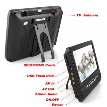 Fashion Small Portable 7inch HD TV LED Display 480*234 AV TV USB No Operating System Mini Wide Screen LCD Television For Outdoor