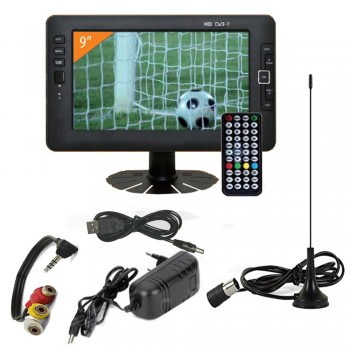 9inch Portable Car TV Television DVB-T2 digital Car TV With Receiver AV USB MP3 MP4 TV Program Recording Compatible Power Bank