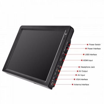 LEADSTAR DVB 12.1 Inches Rechargeable Digital Color TV Television Player TFT-LED Screen