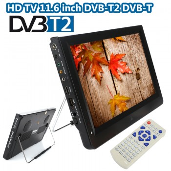 11.6 Inch Digital Analog TV Handheld Travel Home Universal Portable W/Remote Control Office USB Rechargeable Digital TV