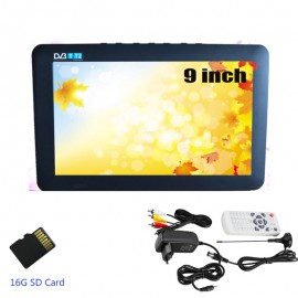 LEADSTAR 9 inch DVB-T-T2 Digital Analog Television and 16G SD card hign Resolution Color 50Hz Portable Car Mini TV