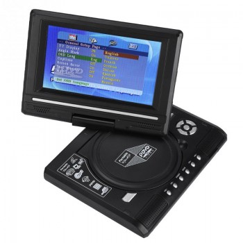 7.8inch Portable DVD Player Swivel Screen Rechargeable Multimedia Player with FM Radio Digital TV Car Charger Gamepad