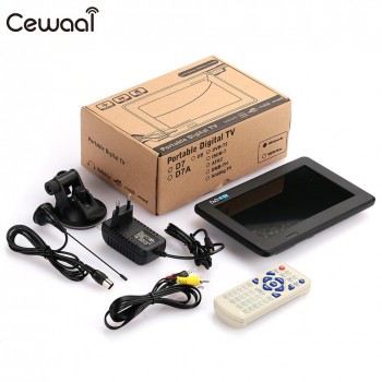 7inch Rechargeable Digital TV Rechargeable Car TV W/Remote Control USB Media Player Portable Universal