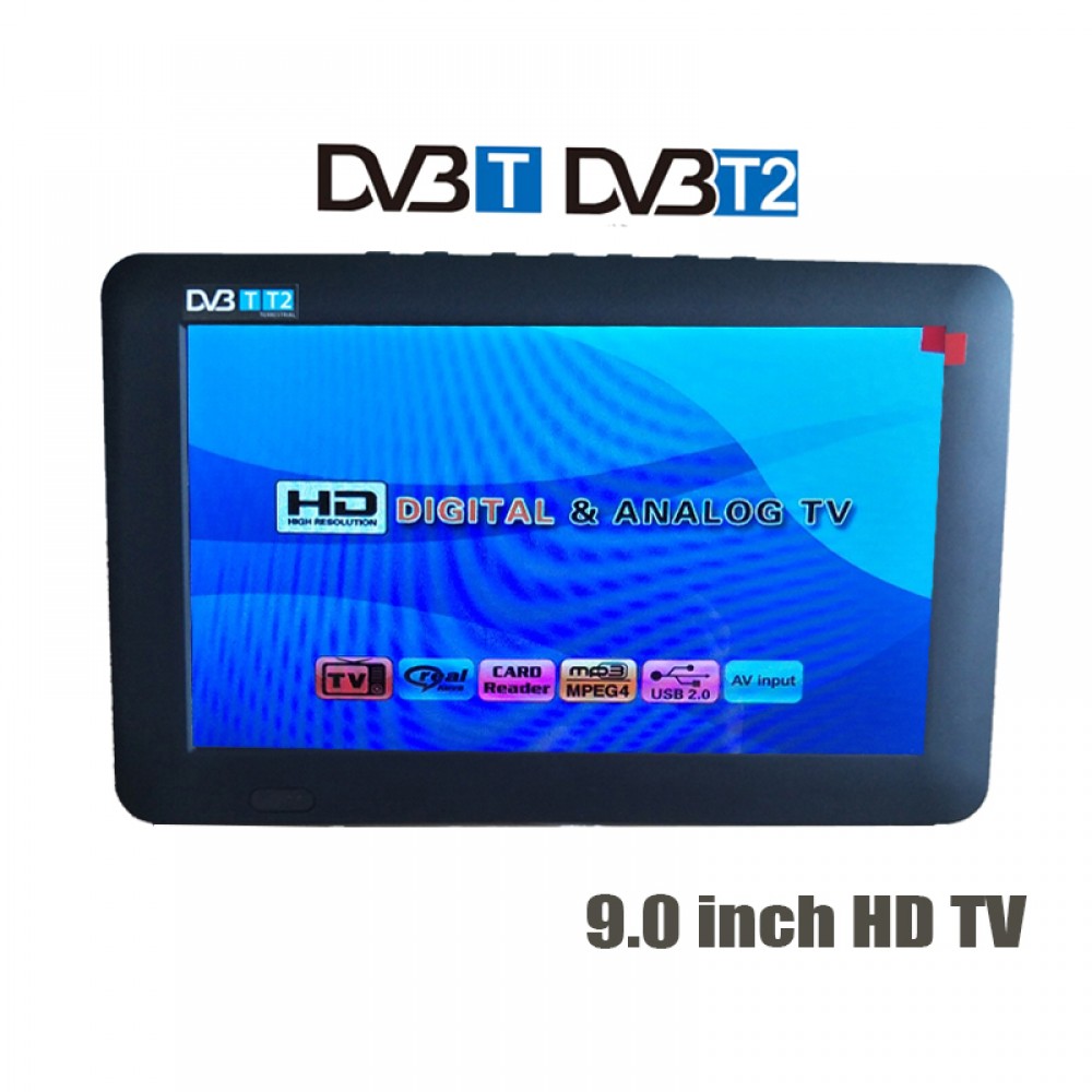 HD Digital DVB-T2 9 Inch Digital And Analog TV Receiver And TF Card And USB Audio Video Playback Portable DVB-T2 Television