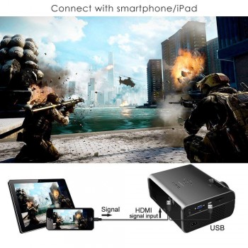 Video Projector 2200 Lumens 4Inch Mini LED Projector Home Theater 20000 Hour LED Video Projector support 1080P home theater 5.1