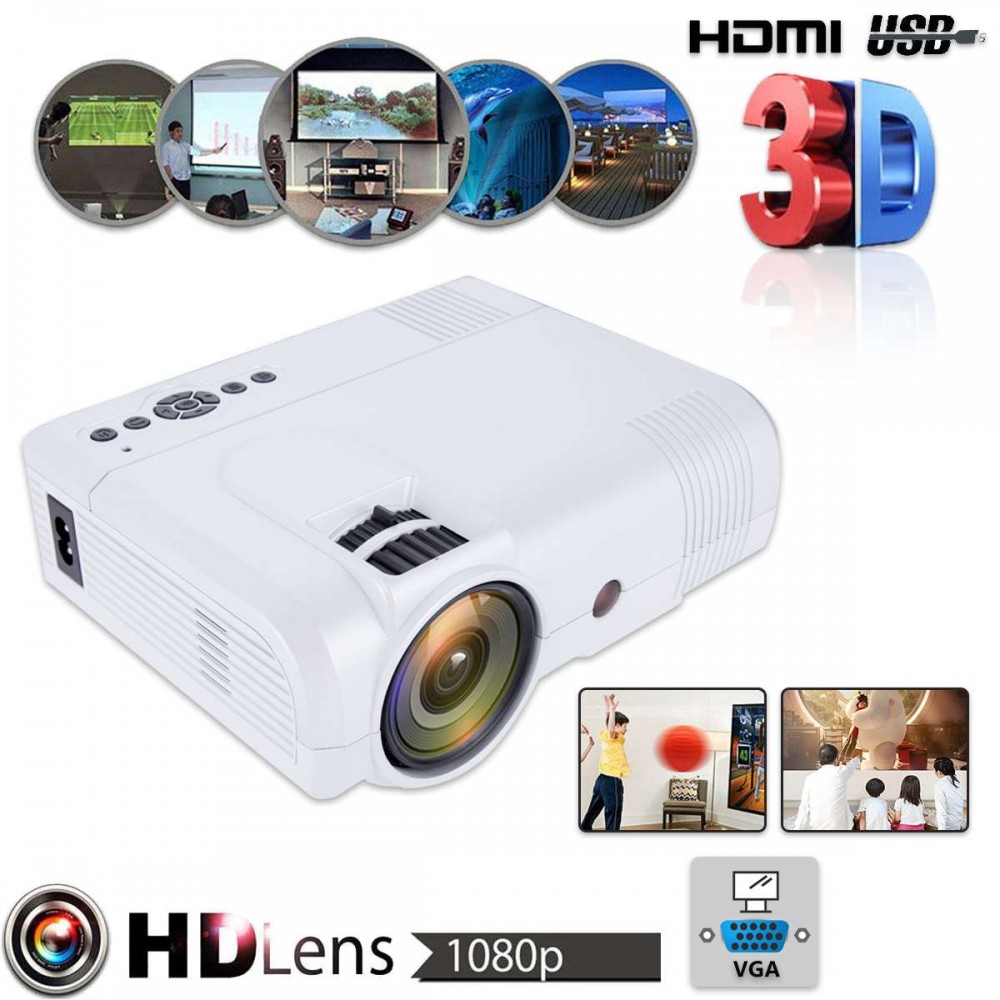 3D 1080P Mini Projector Full HD L8 3000 lumens LED Cinema Video Digital HD Home Theater Projector with AV Cable Power Cable