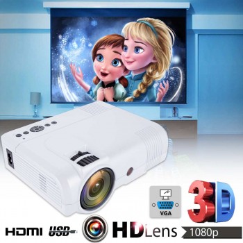 3D 1080P Mini Projector Full HD L8 3000 lumens LED Cinema Video Digital HD Home Theater Projector with AV Cable Power Cable