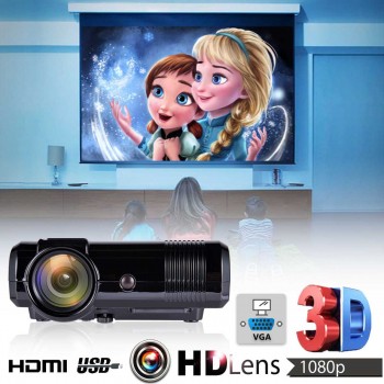 3D 1080P Mini Projector Full HD L8 3000 lumens LED Cinema Video Digital HD Home Theater Projector with AV Cable Power Cable