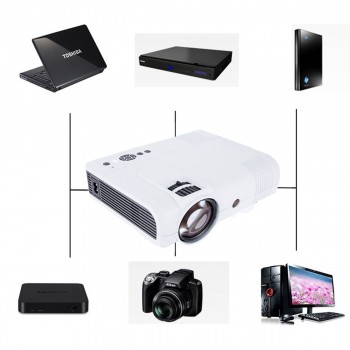 3D 1080P Mini Projector Full HD L8 3000 lumens LED Cinema Video Digital HD Home Theater Projector with AV Cable Power Cable
