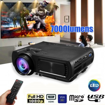 7000LM HD 1080P T5 LCD projector  Beamer USB VGA HDMI AV TF For Home Theatre Movie