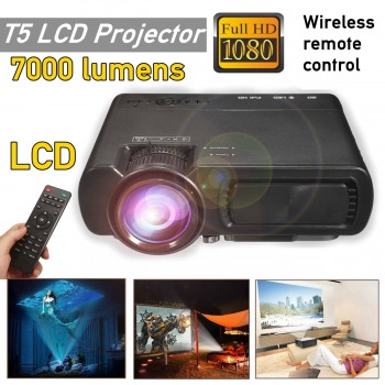 7000LM HD 1080P T5 LCD projector  Beamer USB VGA HDMI AV TF For Home Theatre Movie